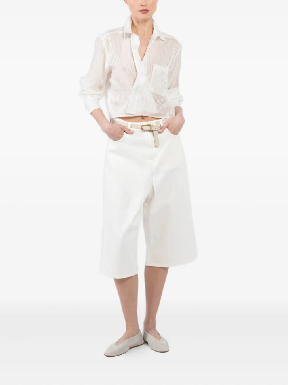CISSA Doorzichtige gestreepte blouse - Wit