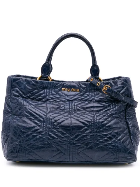 Miu Miu Pre-Owned 2010-2025 Vitello Shine Calfskin Trapu Cipria Convertible Tote satchel