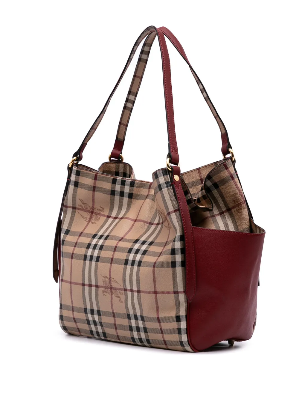 Pre-owned Burberry 2000-2017 Haymarket Check Coated Canvas Canterbury Tote Bag In Brown