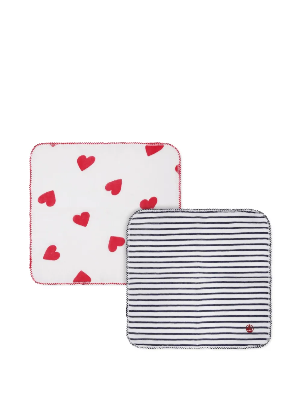 Petit Bateau heart-print striped muslin hankies (pack of two) | White | Image 1