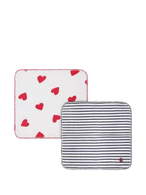 Petit Bateau heart-print striped muslin hankies (pack of two)