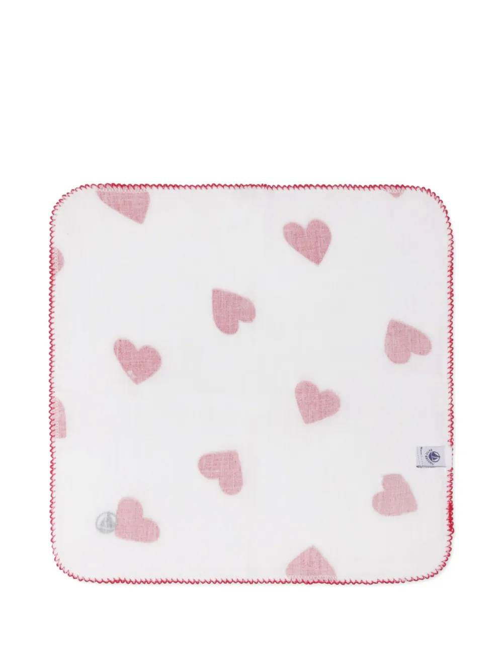 Petit Bateau Twee gestreepte mousseline doekjes met hartprint Wit