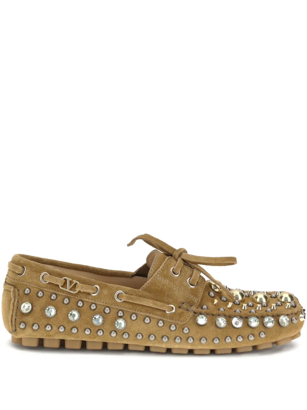 Valentino Garavani crystal-embellished loafers Brown