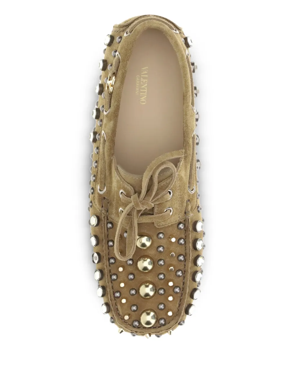 Valentino Garavani Loafers verfraaid met kristallen Beige