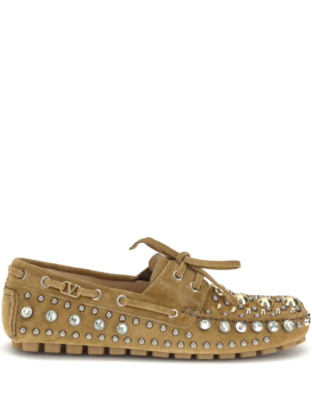 Valentino Garavani crystal-embellished loafers Brown
