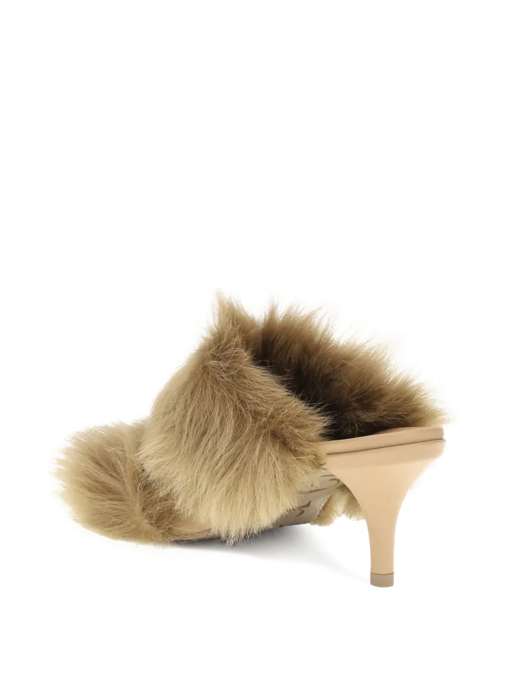Pedro Garcia 65mm fur-trimmed heeled sandals Neutrals