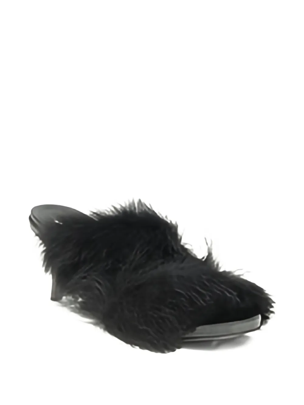 Pedro Garcia 65mm Fur-trimmed Heeled Sandals In Black