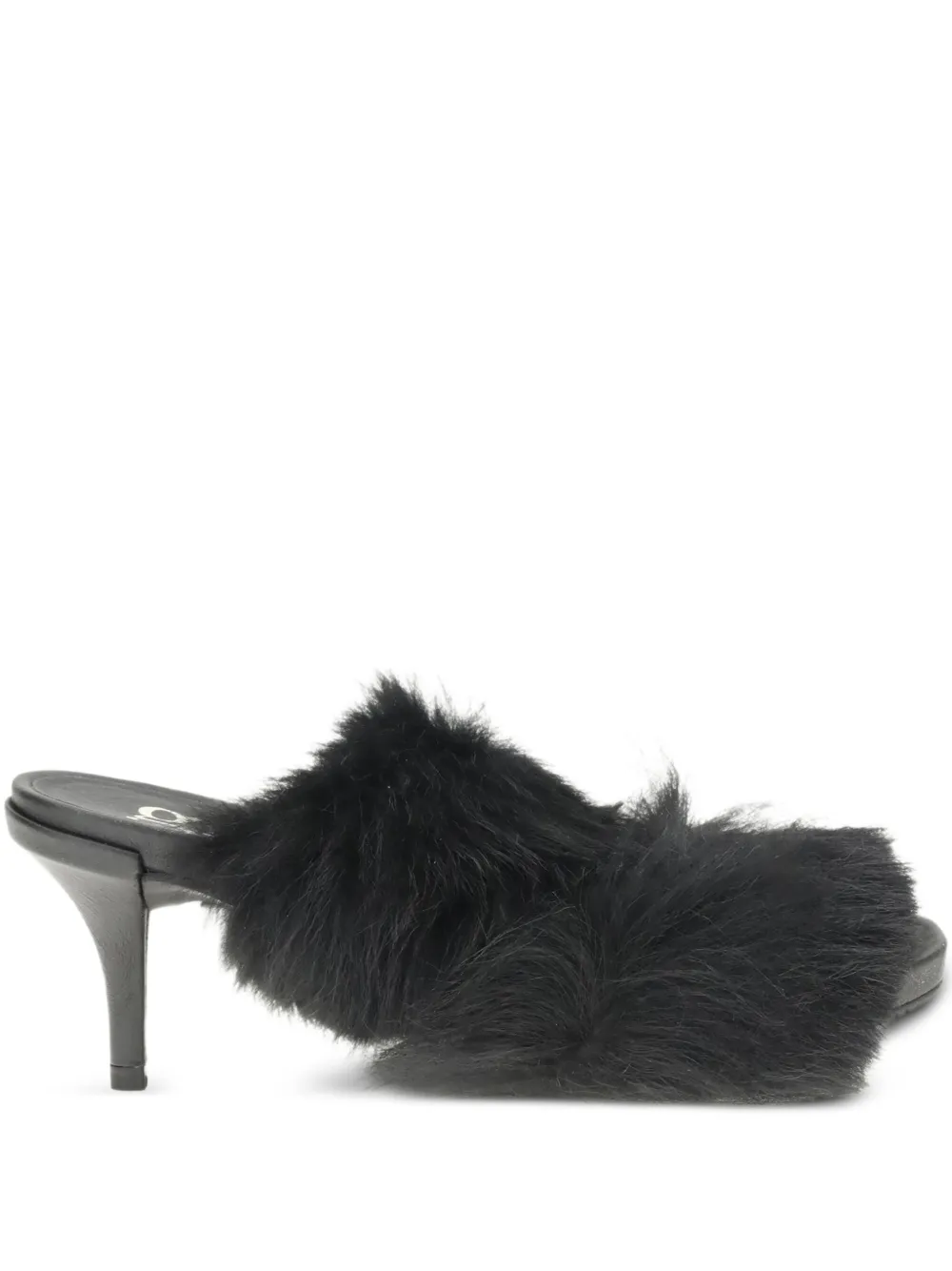 Pedro Garcia 65mm fur-trimmed heeled sandals | Black | Image 1
