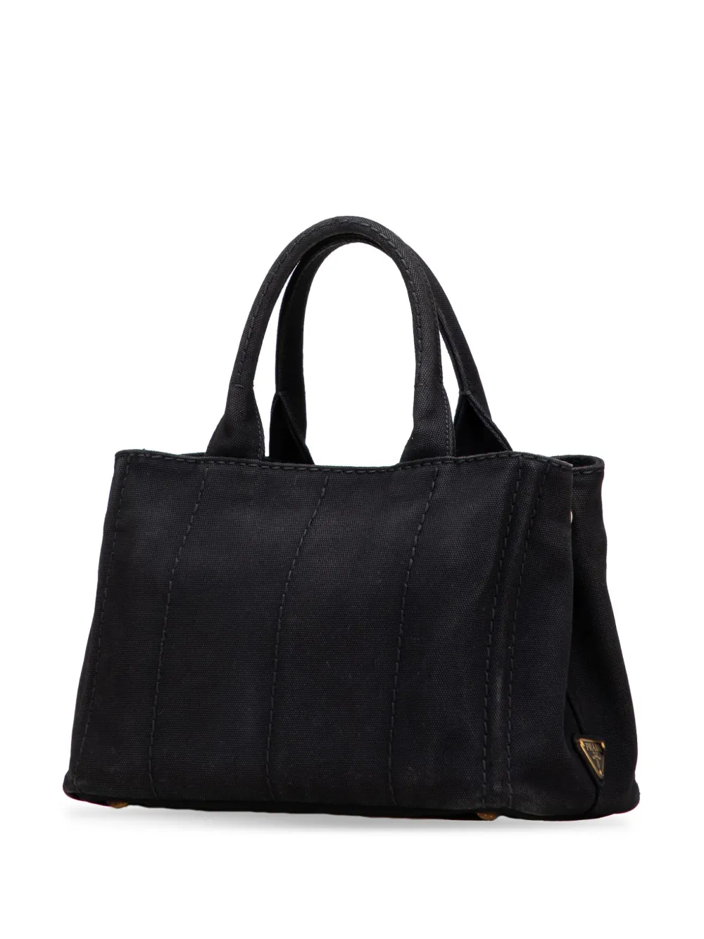 Pre-owned Prada 2013-2025 Small Canvas Canapa Logo Satchel In Black