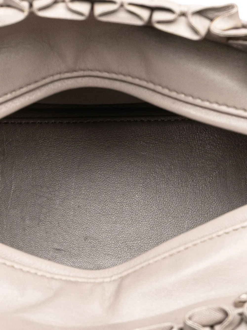 Pre-owned Dior 2010 Medium Lambskin Cannage Ruffle Trim Lady  Satchel In Brown