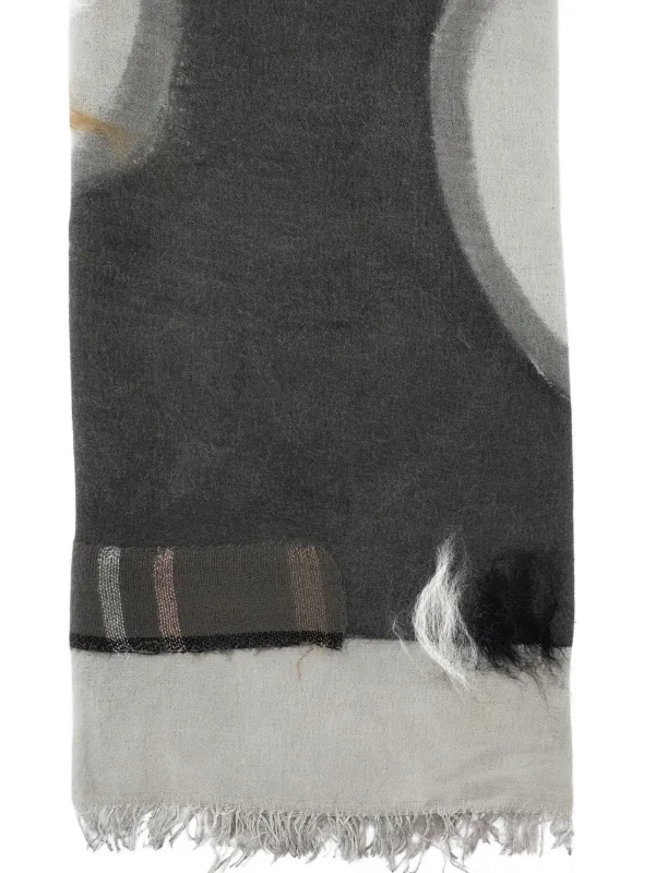 Exquisite J Patchwork Fringed Scarf | Grey | FARFETCH ID