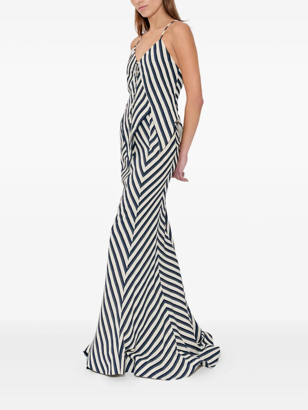 Rosie Assoulin V-neck Chevron-striped Top In Gray