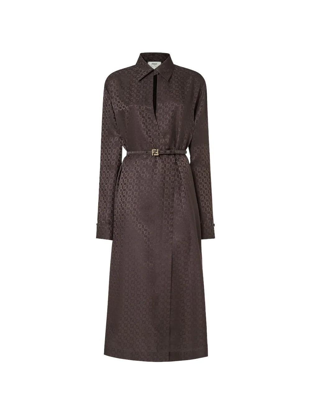 FENDI ff jacquard belted dress - Marrone