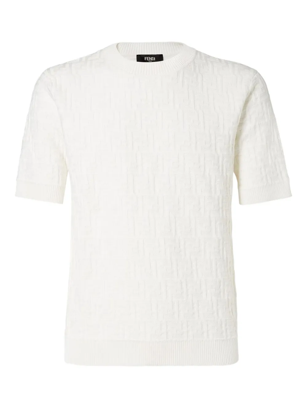 Fendi Ff-pattern Short-sleeve Pullover In White