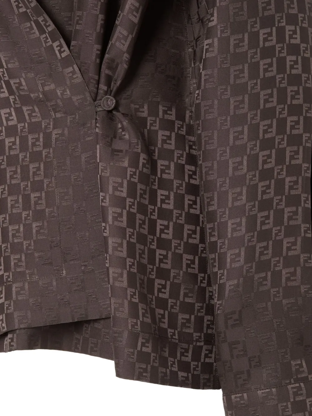 FENDI Zijden blouse met FF-jacquard Bruin