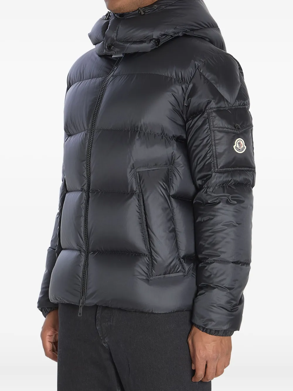 Moncler removable-hood puffer jacket Zwart