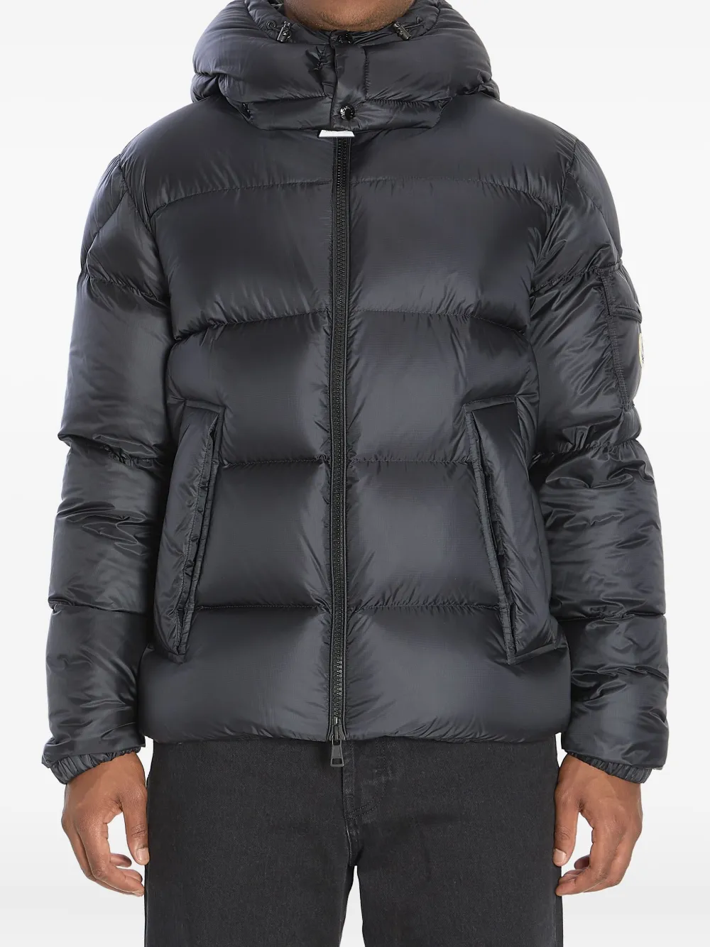 Moncler removable-hood puffer jacket Zwart