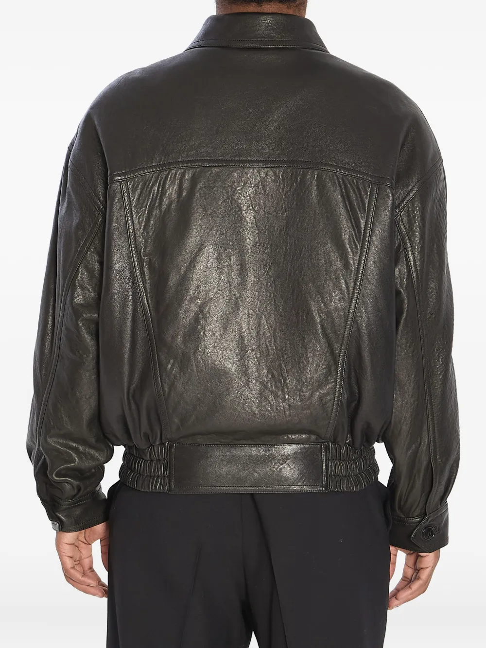 Saint Laurent Leren jack met klepzak Zwart