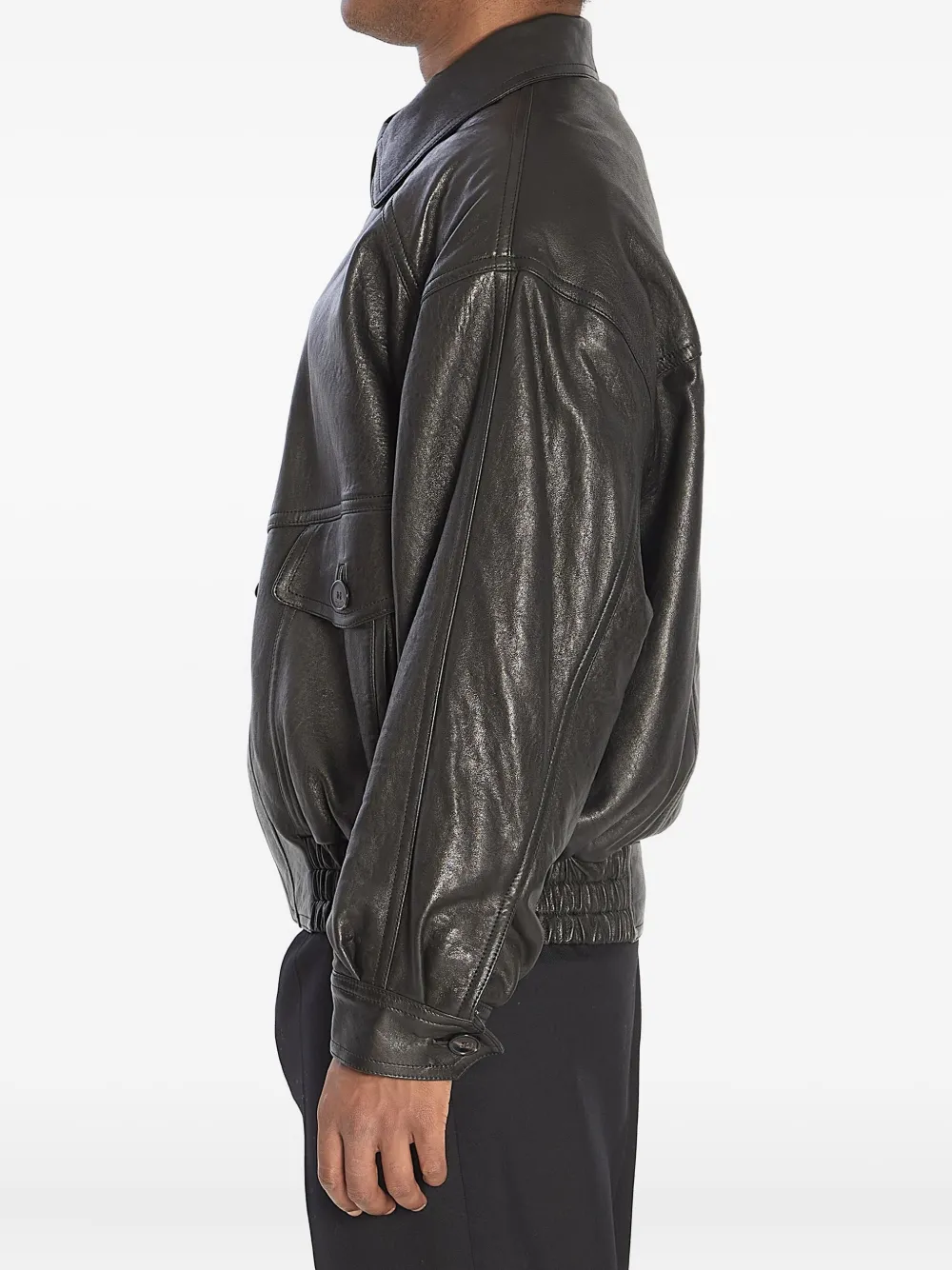 Saint Laurent Leren jack met klepzak Zwart