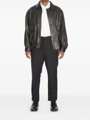 【いのうさ】SAINT LAURENT ボア襟 ブラックレザージャケット Saint Laurent（サンローラン）メンズ レザージャケット - FARFETCH
