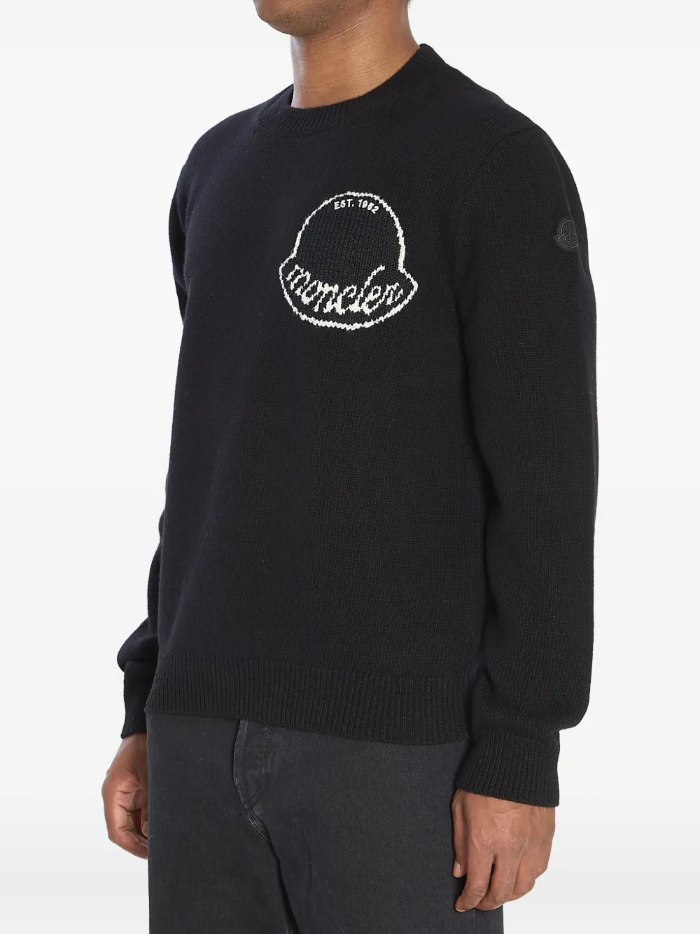 Moncler logo-intarsia sweater - Zwart