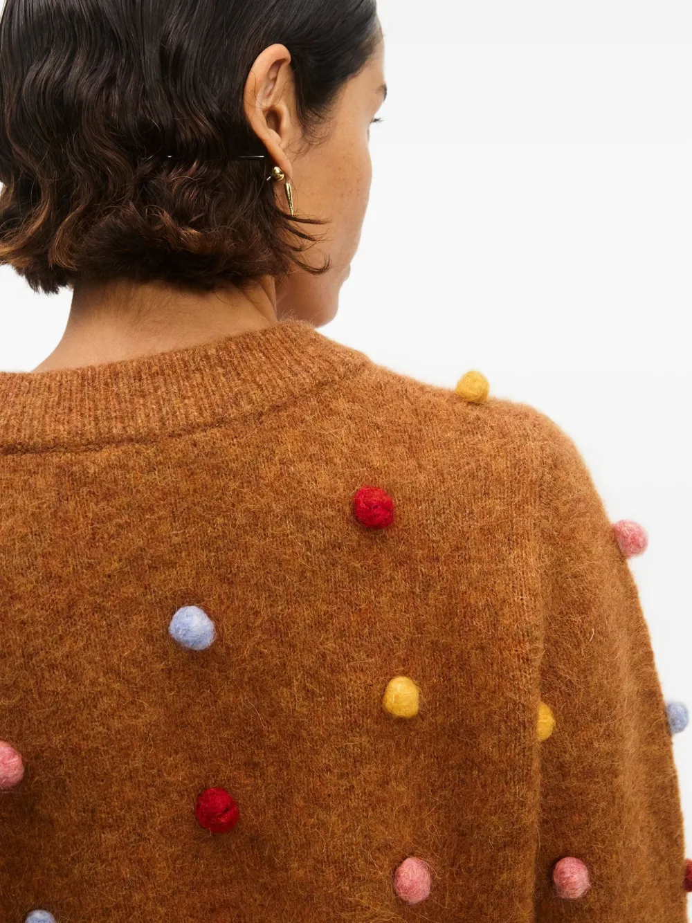 Alemais Elia Pompom Cardigan In Brown