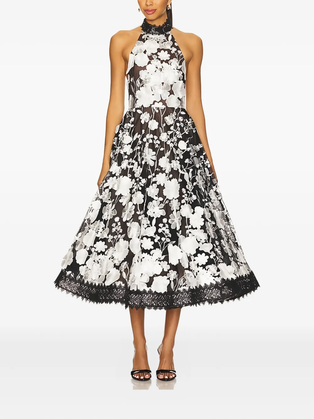Bronx and Banco Greta bouquet lace midi dress - Nero
