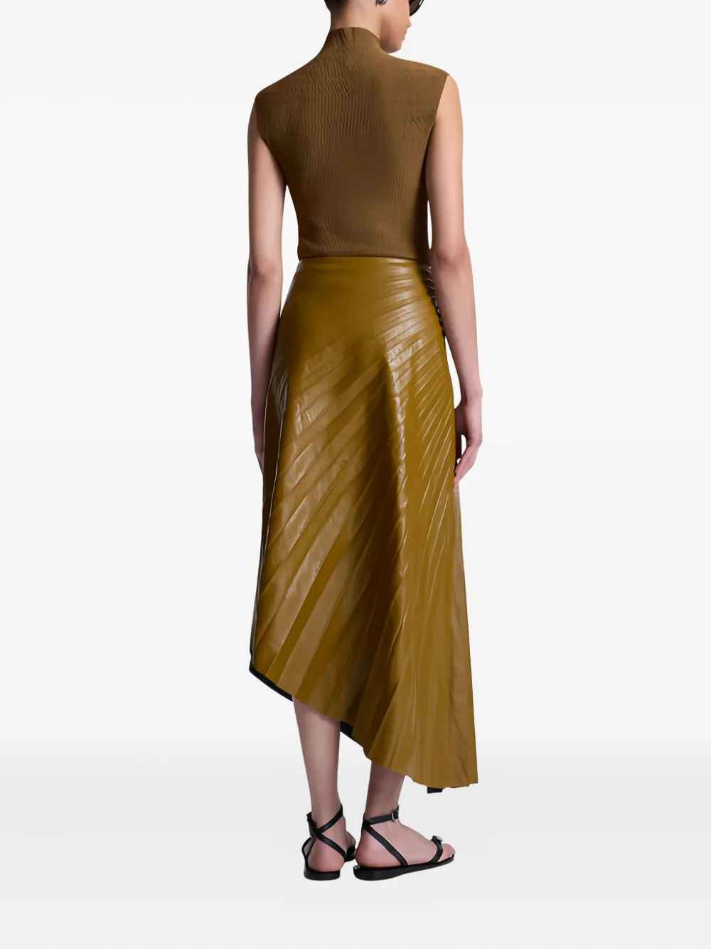 A.l.c Tracy Pleated Midi Skirt In Brown