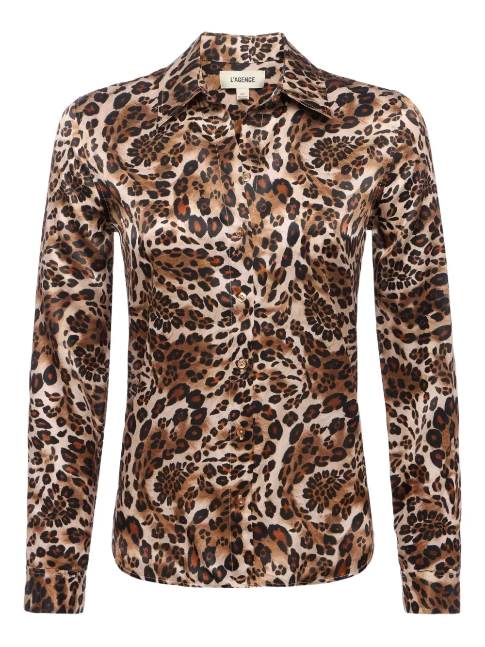 L'agence Tyler Printed Long-sleeve Silk Blouse In Brown