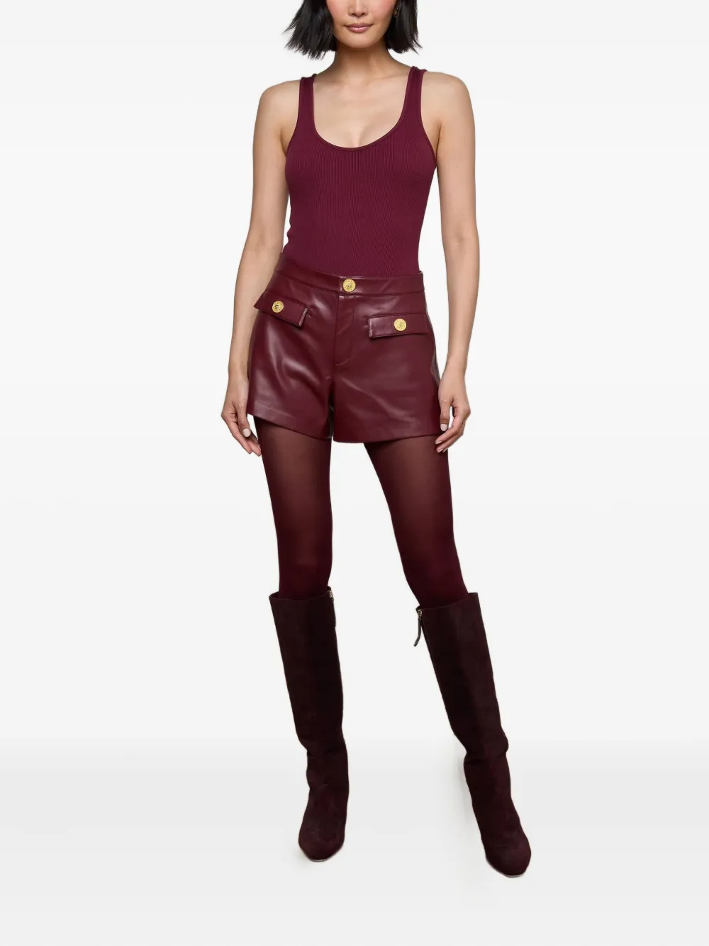 L'Agence Nica scoop-neck ribbed bodysuit - Rood