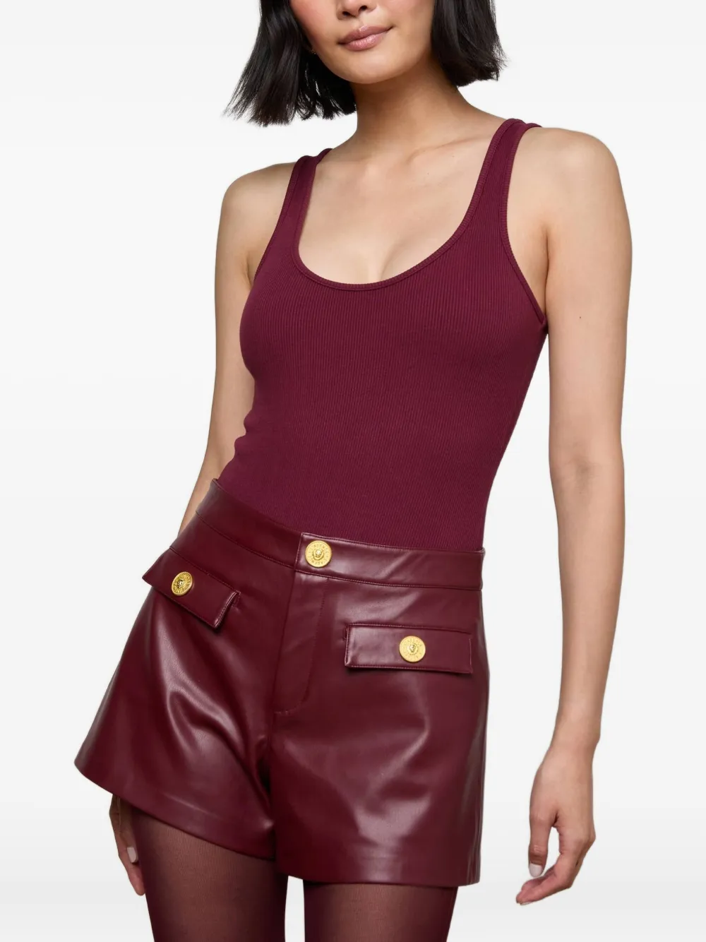 L'agence Nica Scoop-neck Ribbed Bodysuit In Red