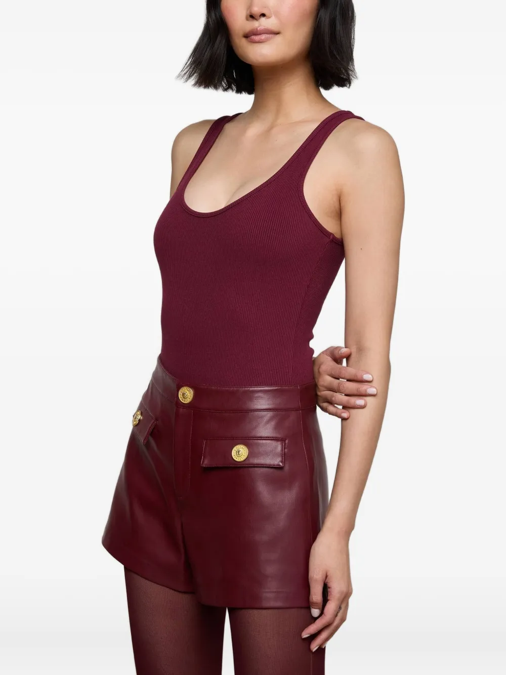 L'agence Nica Scoop-neck Ribbed Bodysuit In Red