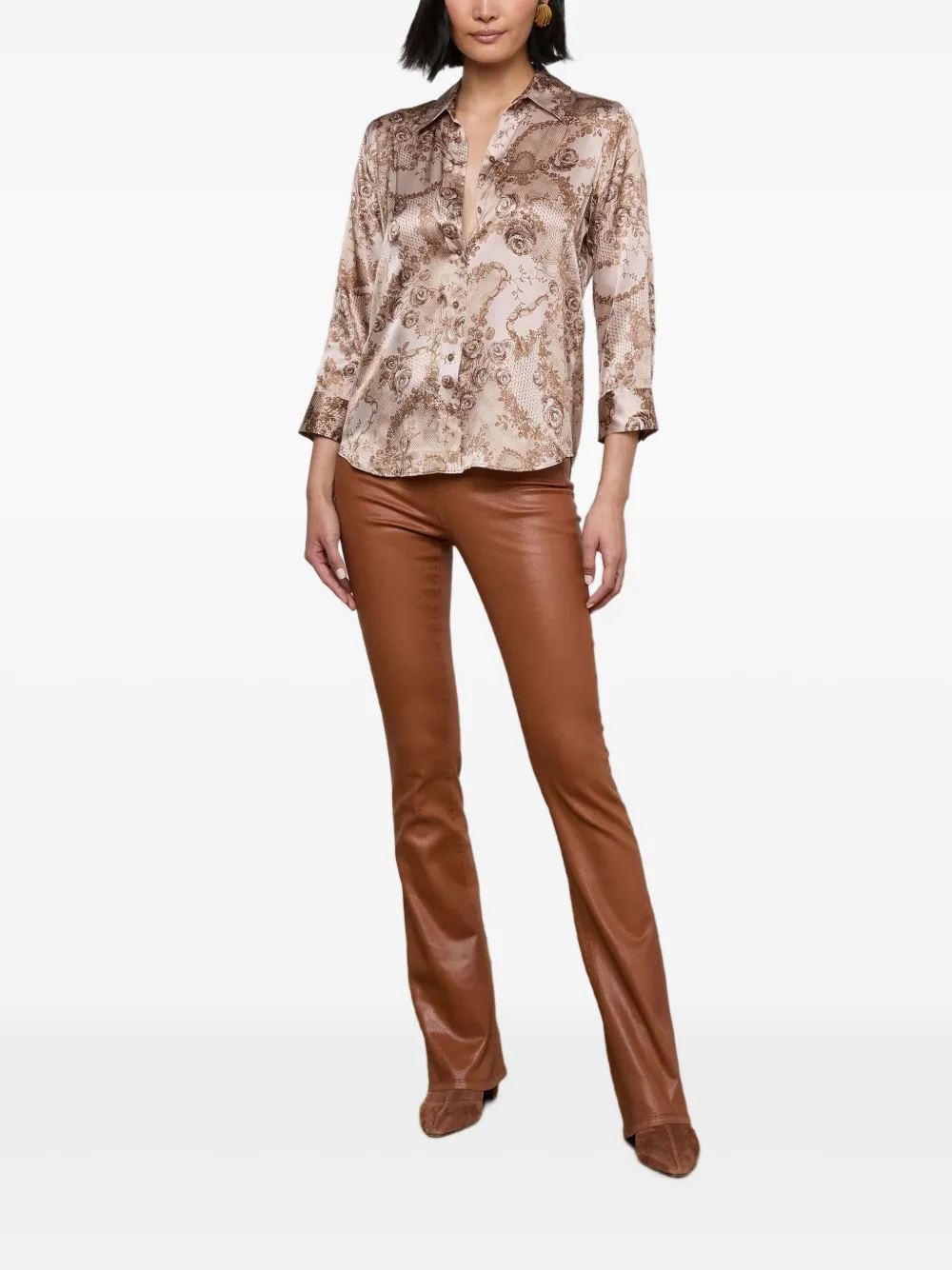 L'Agence Dani blouse met bloemenprint Beige
