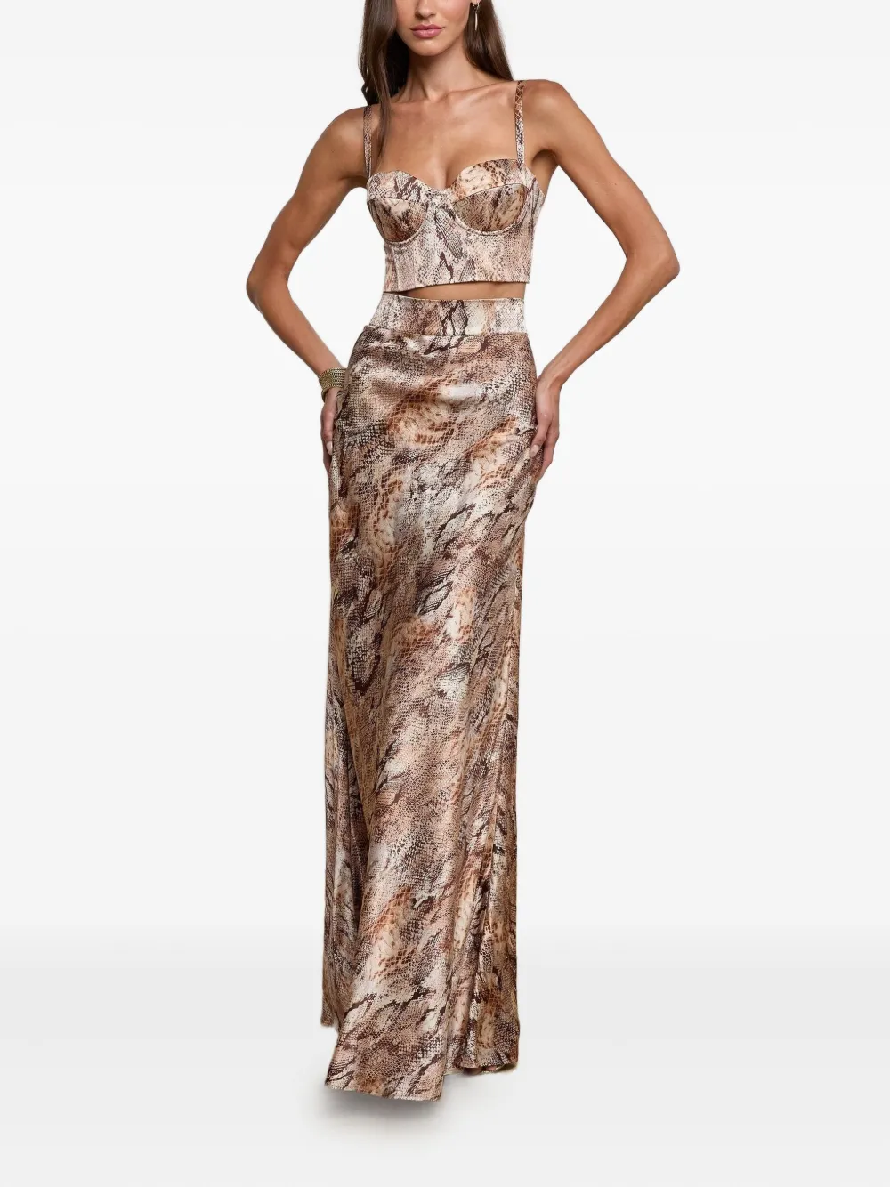 L'agence Sonya Snake-print Bralette Top In Brown