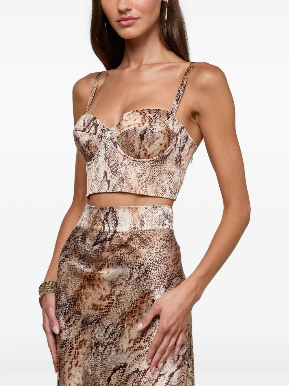 L'agence Sonya Snake-print Bralette Top In Brown