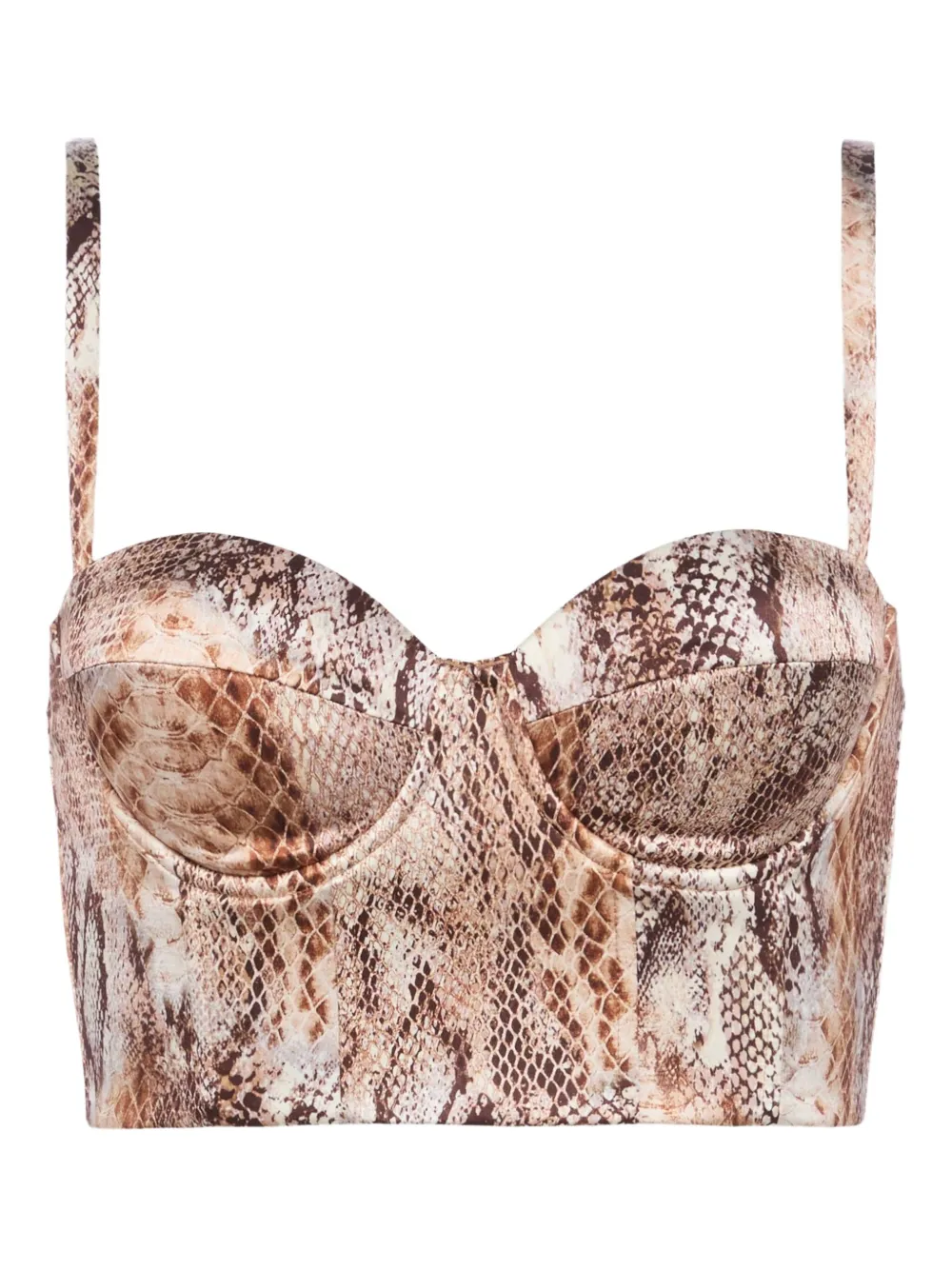 L'agence Sonya Snake-print Bralette Top In Brown