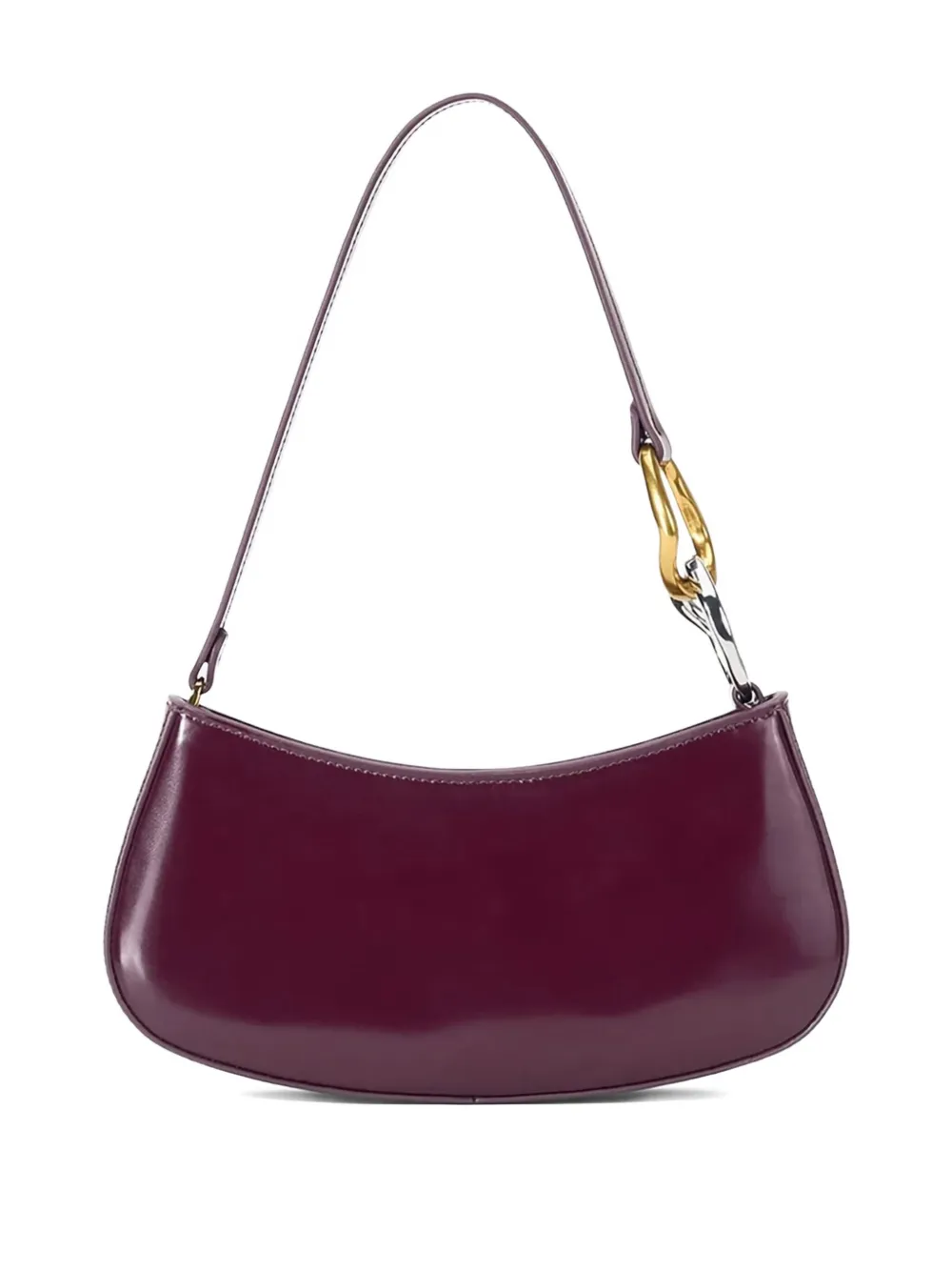 Staud Ollie Curved-handle Leather Shoulder Bag In Purple