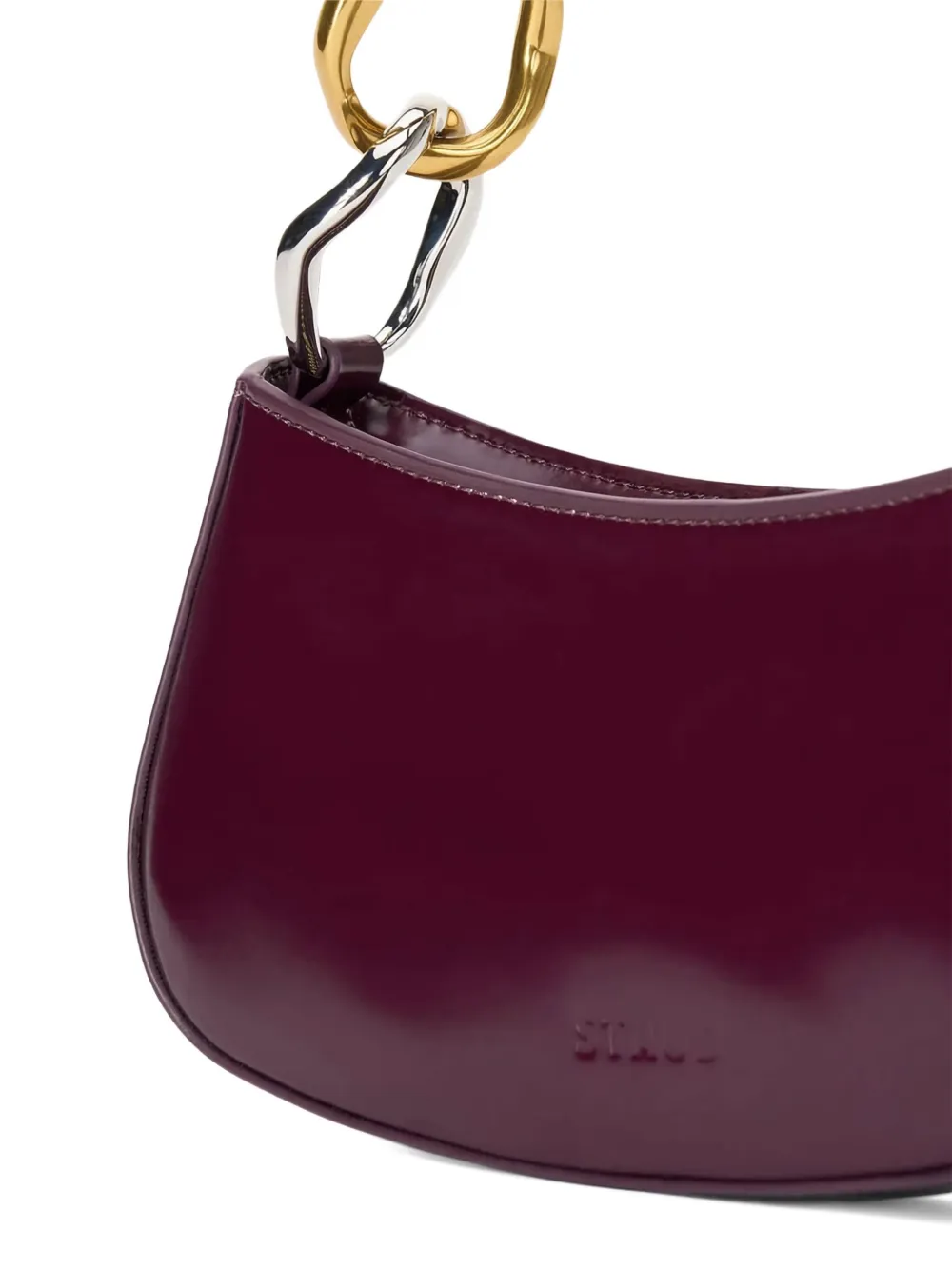 Staud Ollie Curved-handle Leather Shoulder Bag In Purple