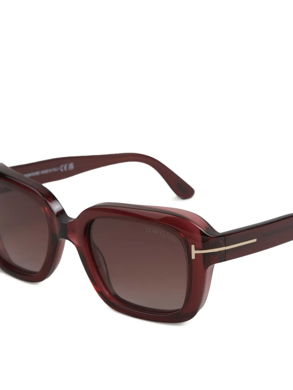TOM FORD Zonnebril met rechthoekig montuur Rood