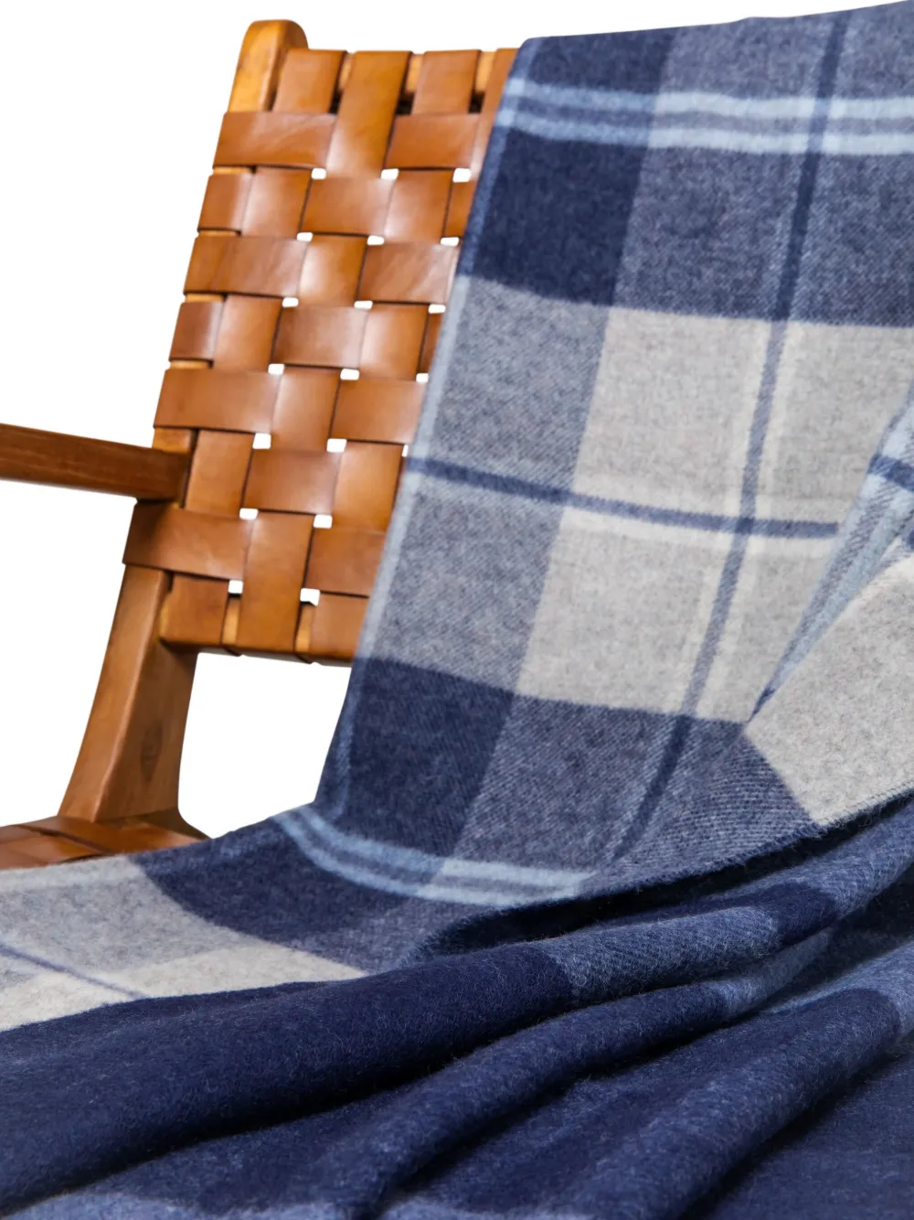 Johnstons of Elgin checked reversible throw - Blauw