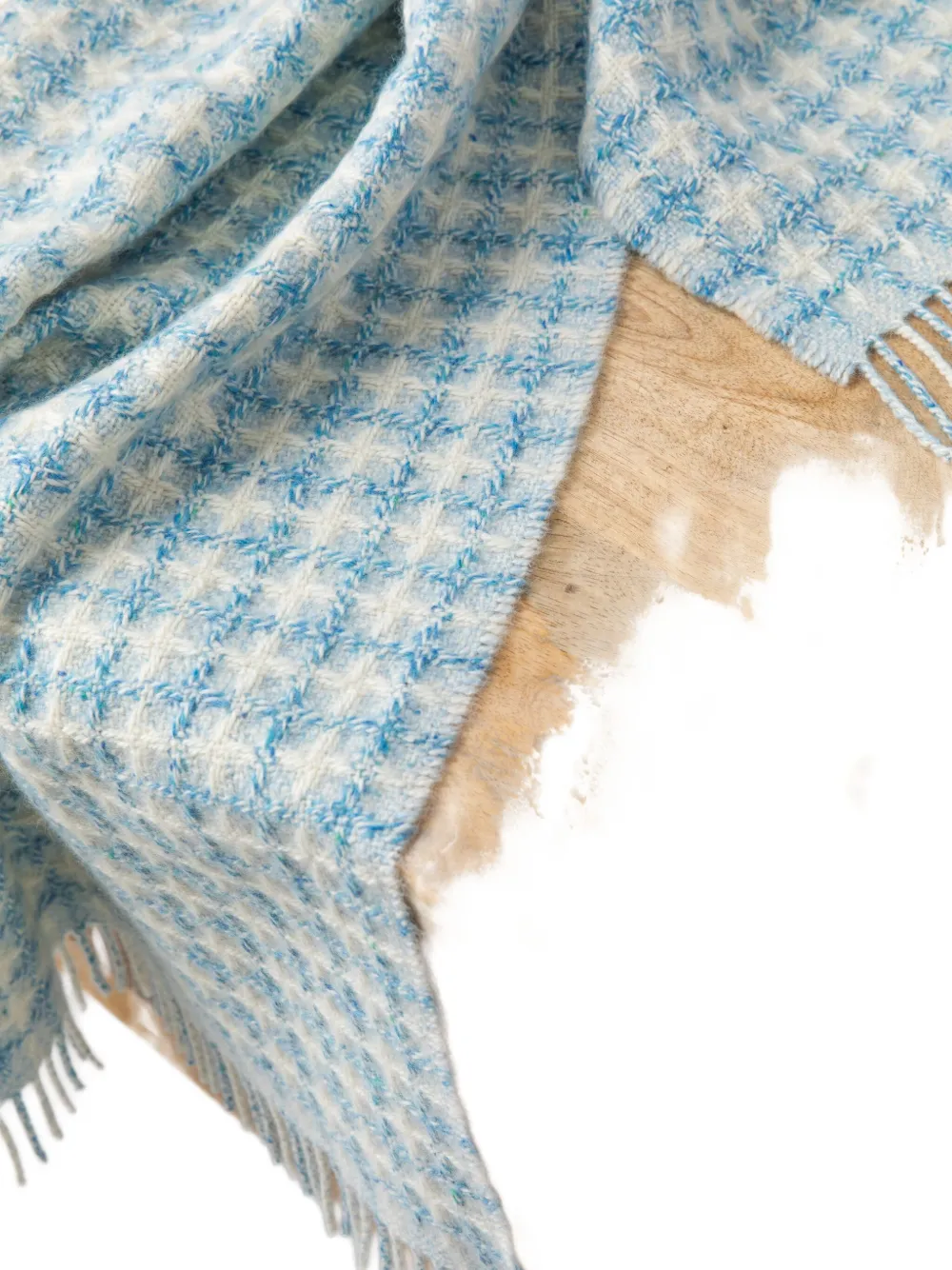 Johnstons of Elgin checked fringed blanket - Blauw