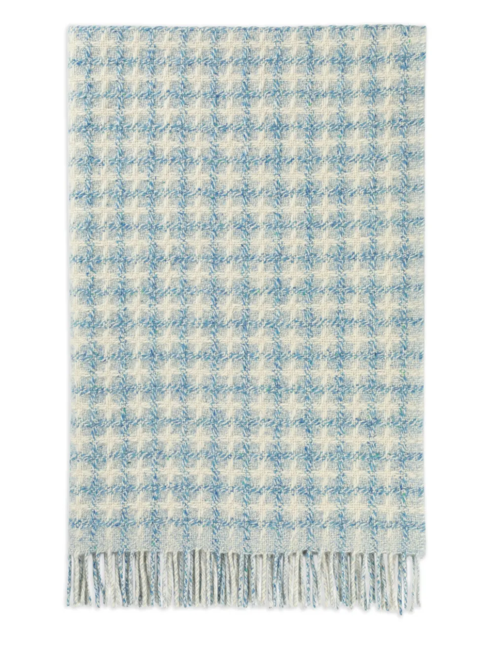 Johnstons of Elgin checked fringed blanket | Blue | Image 1