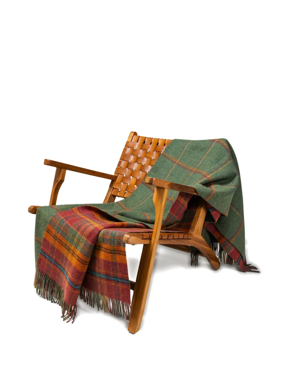 Johnstons Of Elgin Reversible Checked Throw In Green