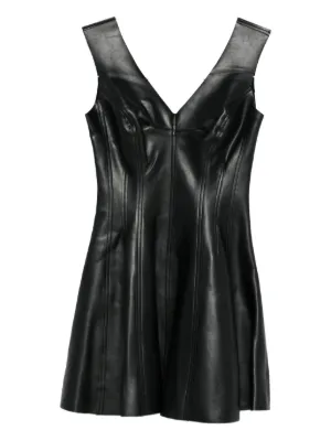 chinese dress ladies Michael Kors Women's Leather Short Sleve Mini Dress, Deep Mulberry, 2 at  Amazon Women's Clothing store main image 1