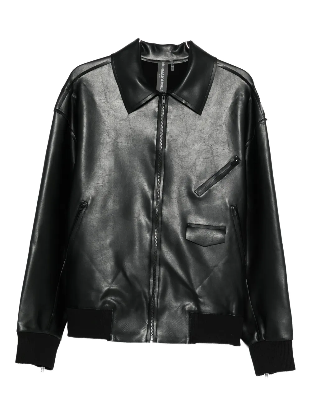 Norma Kamali Norma Faux-leather Shirt Jacket In Black