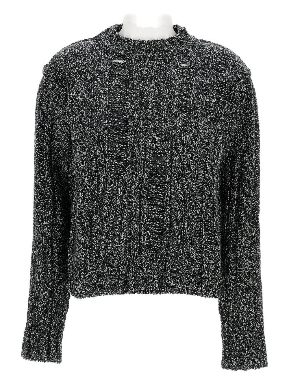 Durazzi Milano Cable-knit Distressed Sweater In Gray