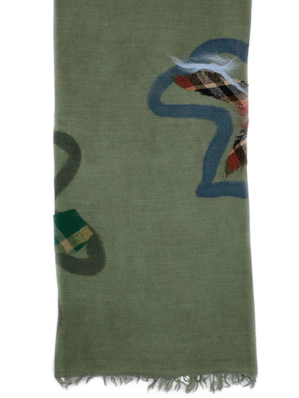 Exquisite J Sjaal met bloemapplicatie - Groen
