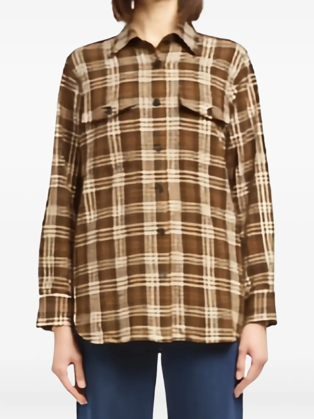 P.A.R.O.S.H. check-pattern pocket shirt | Brown | Image 1