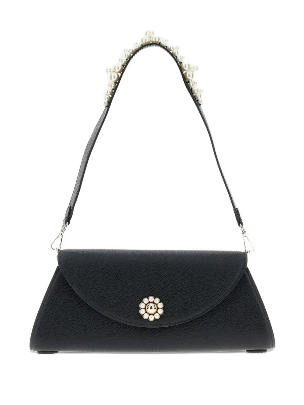 Simone Rocha pearl-embellished clasp shoulder bag Zwart