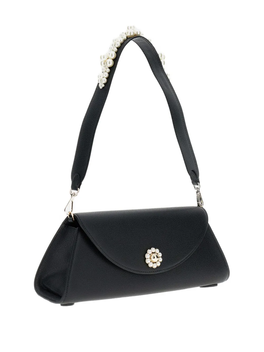Simone Rocha pearl-embellished clasp shoulder bag Zwart